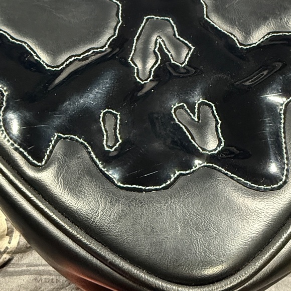 LOVE PAIN AND STITCHES HANDMADE POSION HEART BLACK ON BLACK CROSSBODY OG!! - Picture 5 of 14